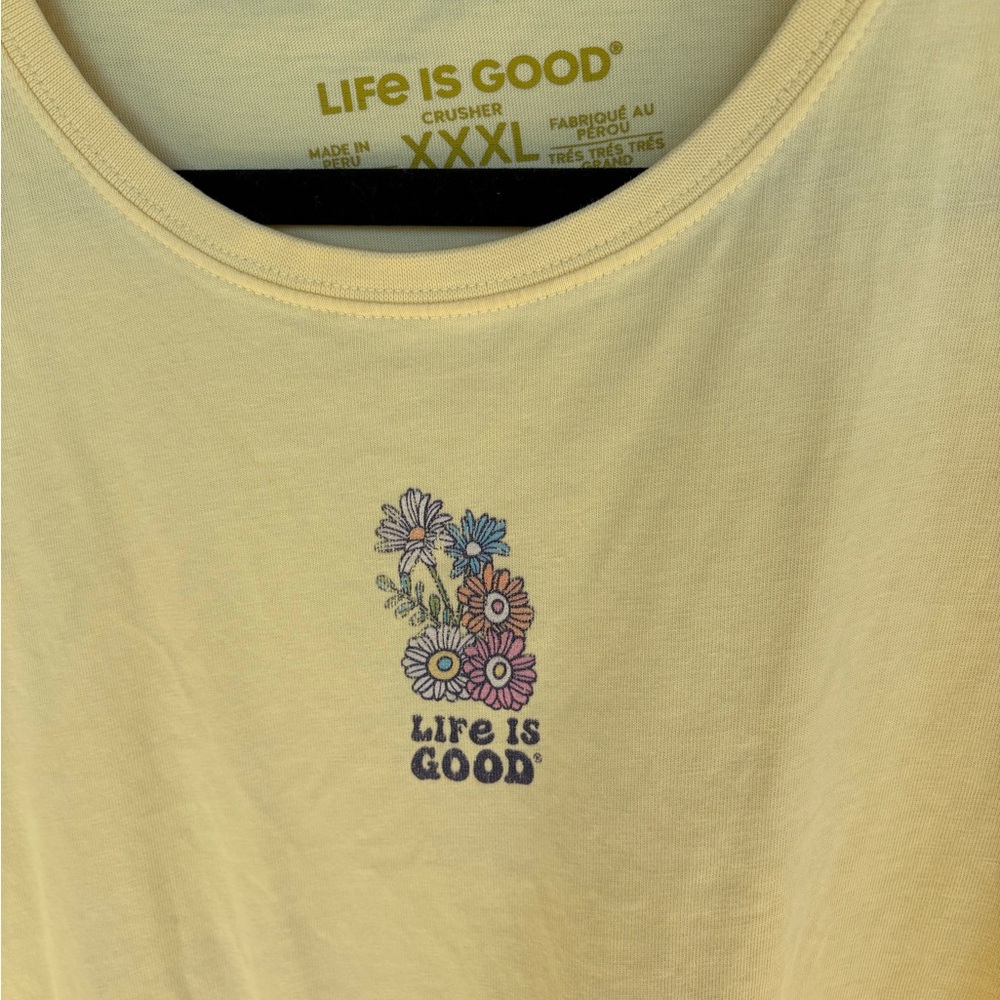 Life Is Good Cream T-Shirt with Floral Design